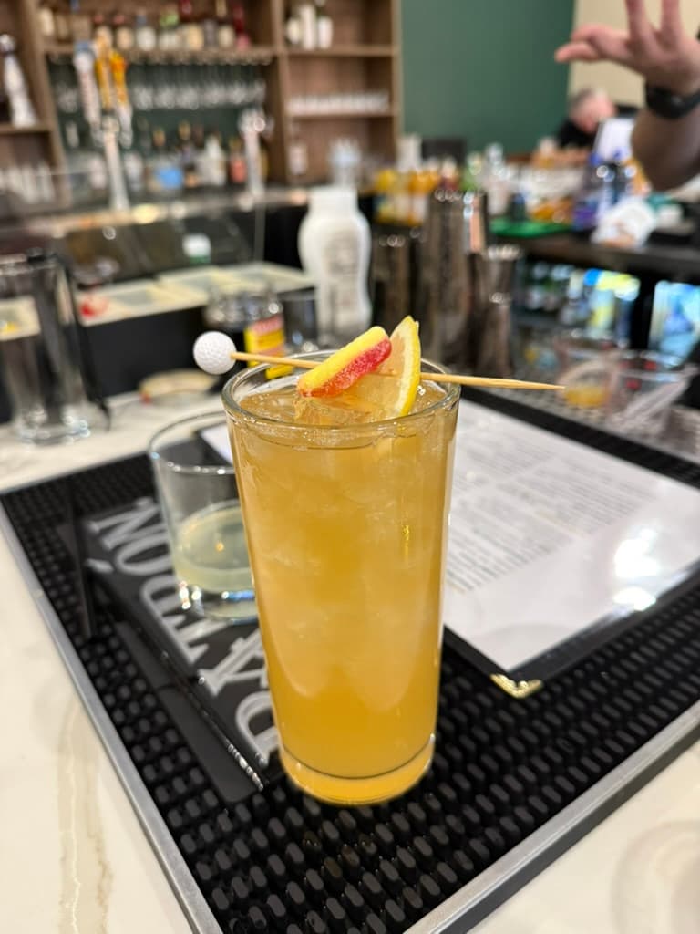 An amber signature cocktail